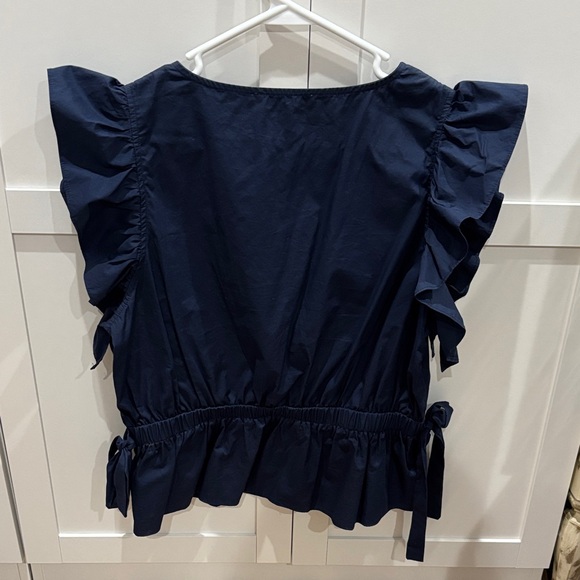 Doe & Rae Navy Ruffle Blouse - Picture 2 of 3